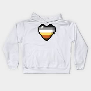 Large Pixel Heart Design in Gay Bear Pride Flag Colors Kids Hoodie